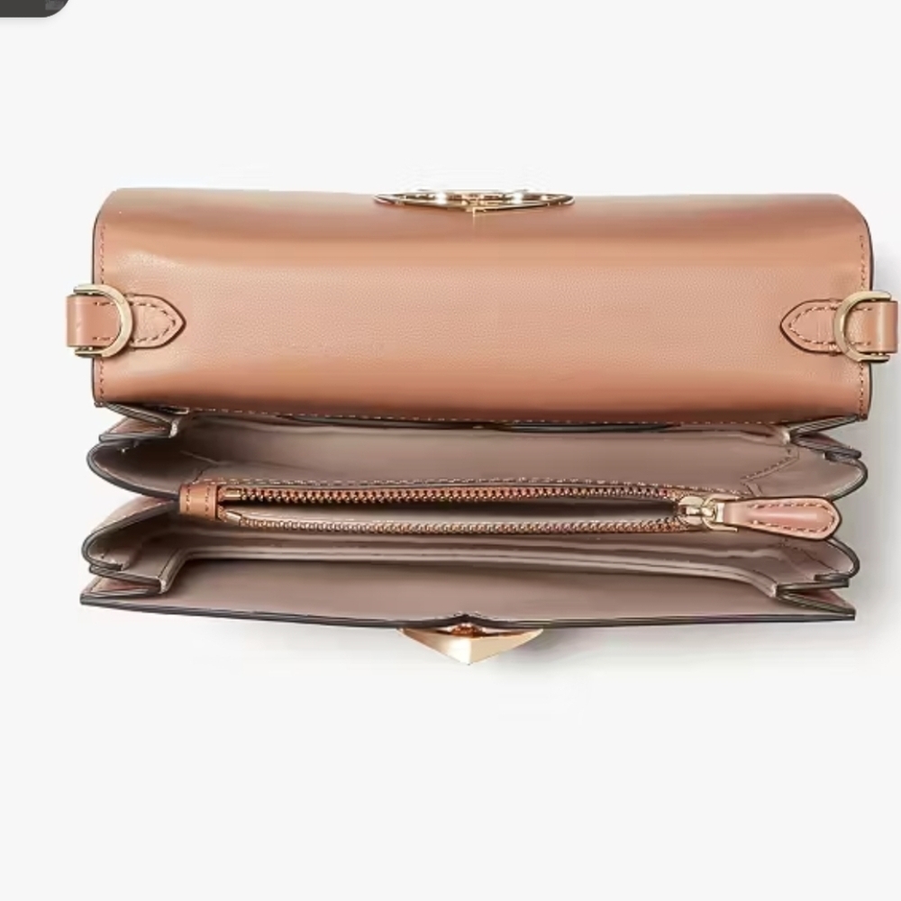 Kate Spade NY Nicola Twistlock Small Flap Crossbody Bag Pink Gold Heart - Picture 4 of 11
